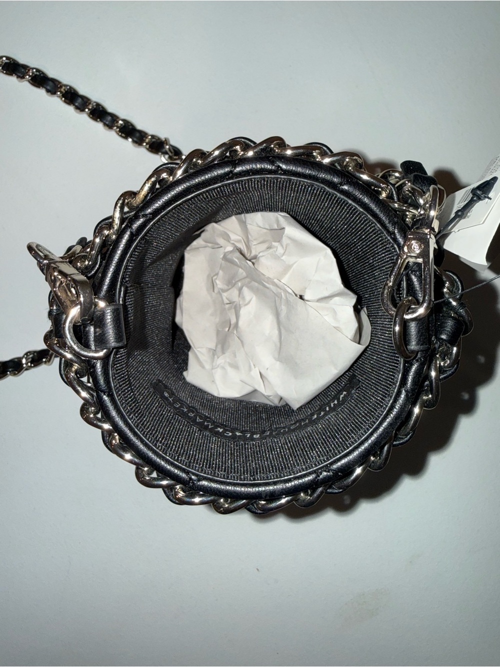 White House Black Market Quilted Faux Leather Chain Bottle Holder - Picture 2 of 4